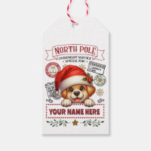 Personalized Santa's Gift Tag with cute Puppy