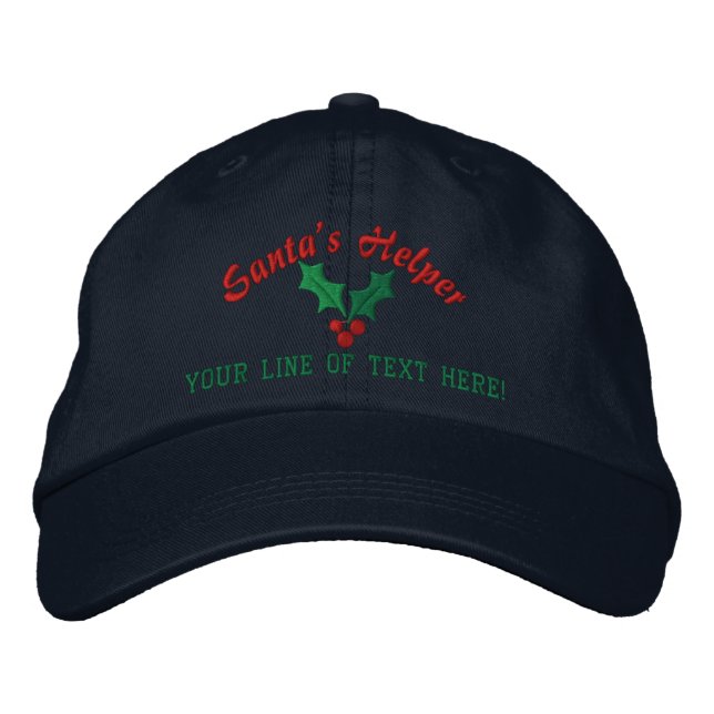 Personalized Santa's Helper Embroidered Hat (Front)