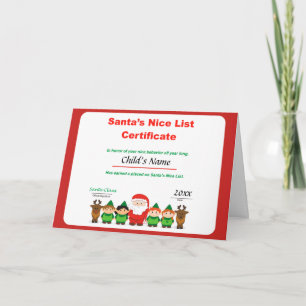 Personalized Santa's Nice List Certificate Holiday Card
