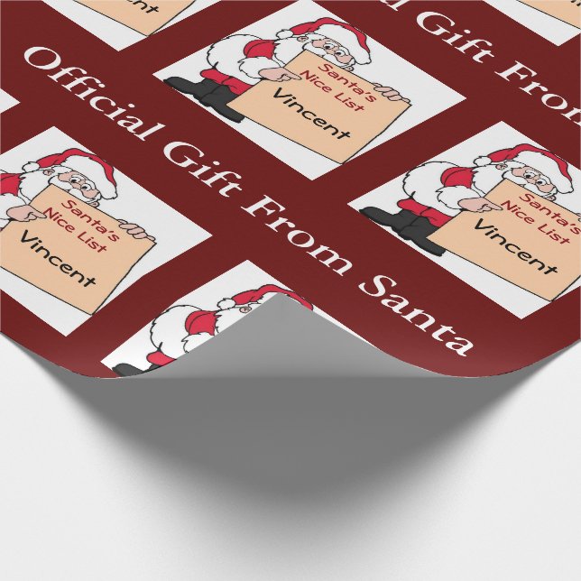 Personalized Santa's Nice List Wrapping Paper (Corner)