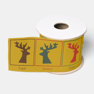 Personalized Santa's Sleigh & Reindeers Christmas Grosgrain Ribbon