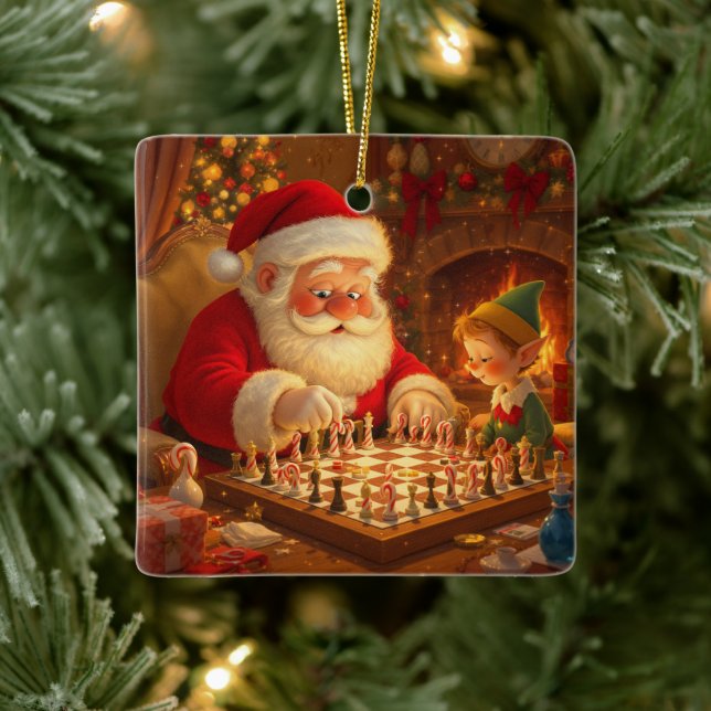 Personalized Santa's Strategy Session Ceramic Ornament (Tree)
