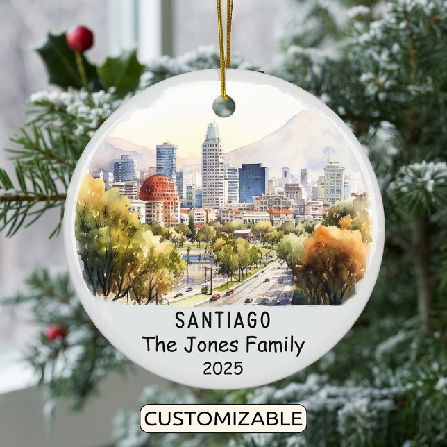 Personalized Santiago Ornament, Chile Ceramic Ornament (Creator Uploaded)