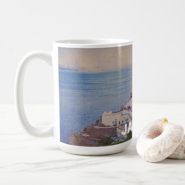 Personalized Santorini Greece Mug (With Donut)