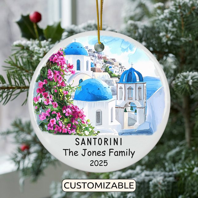 Personalized Santorini Ornament, Greece Ceramic Ornament (Creator Uploaded)
