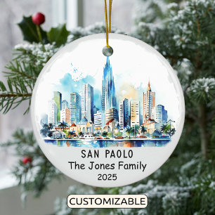 Personalized São Paolo Ornament, Brazil Ceramic Ornament