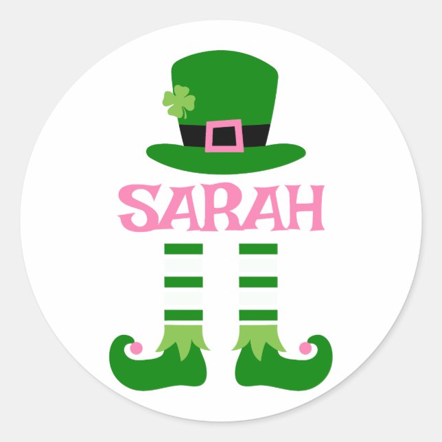 Personalized Sarah St. Patrick’s Day Shirt Classic Round Sticker (Front)