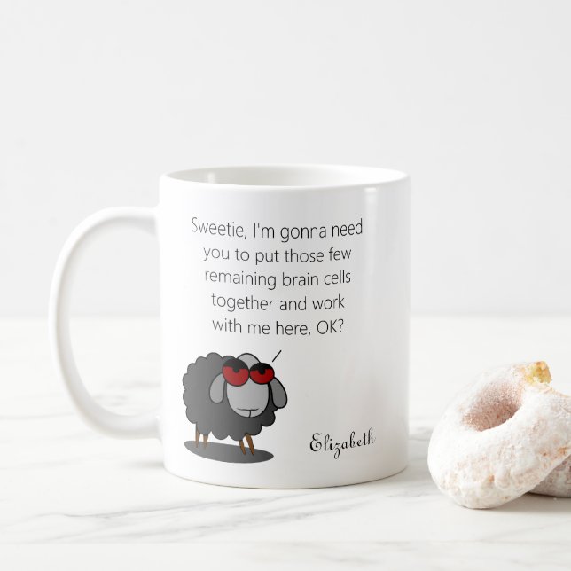 Personalized Sarcasm Funny Brain Cells Humour Witt Coffee Mug (With Donut)