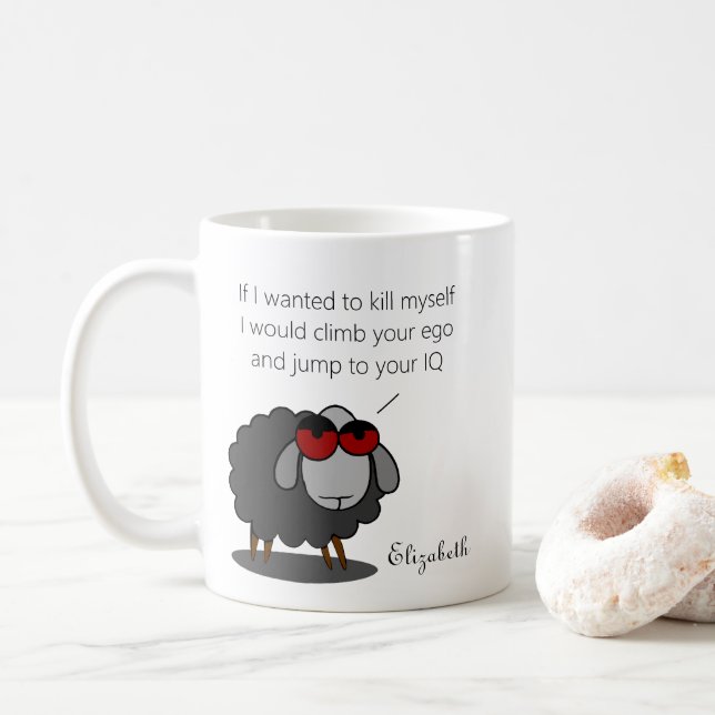 Personalized Sarcasm Funny IQ Humour Witty Joke Coffee Mug (With Donut)
