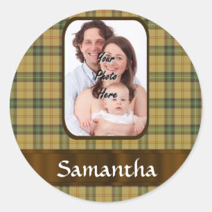 Personalized Saskatchewan tartan plaid Classic Round Sticker