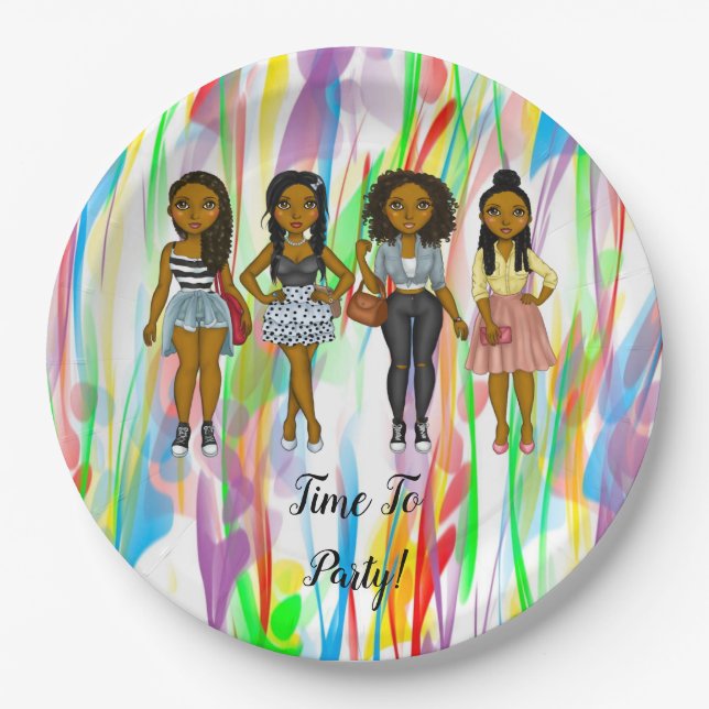 Personalized Sassy Diva Women Multi Coloured Paper Plate (Front)