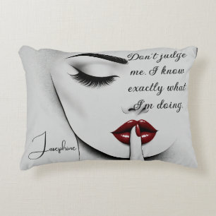 Personalized Sassy Quote Red Lips Beauty Glam Chic Accent Pillow