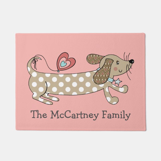 Personalized Sausage Dog Dachshund House Doormat (Front)