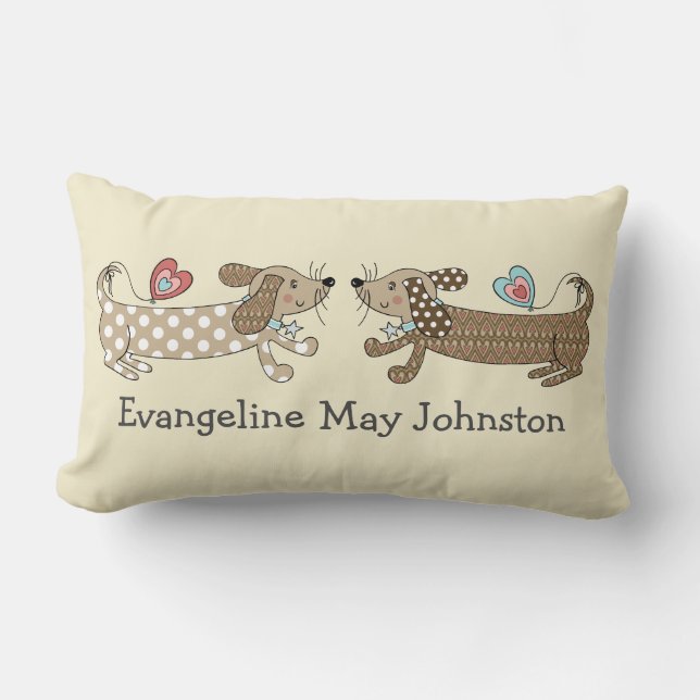 Personalized Sausage Dog Dachshund Throw Cushion (Front)