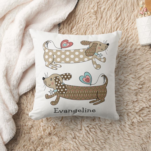 Personalized Sausage Dog Dachshund Throw Cushion (Blanket)