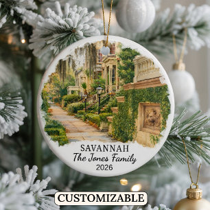 Personalized Savannah Ornament, Custom Georgia Ceramic Ornament