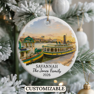 Personalized Savannah Ornament, Custom Georgia Ceramic Ornament