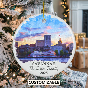 Personalized Savannah Ornament, Georgia Ceramic Ornament