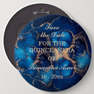 Personalized Save the date magnets for Quinceaner 6 Inch Round Button