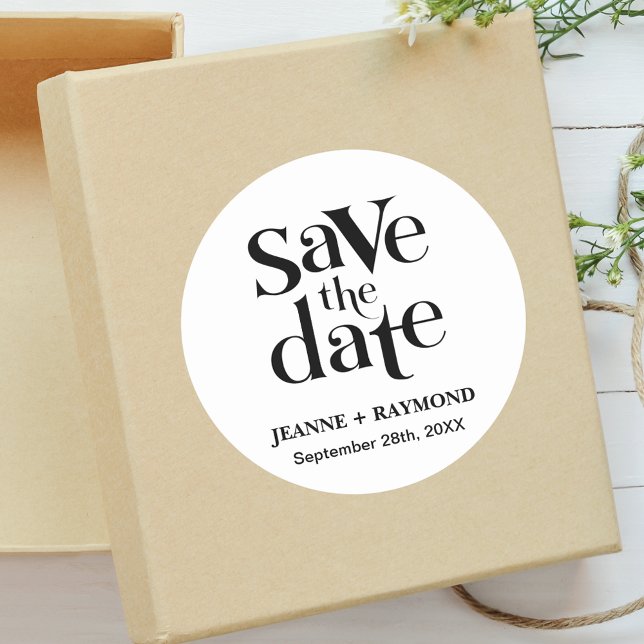 Personalized Save The Date Wedding Announcement Classic Round Sticker (Creator Uploaded)