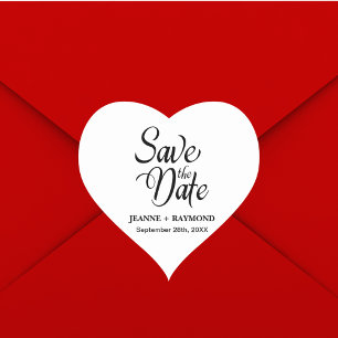 Personalized Save The Date Wedding Announcement Heart Sticker