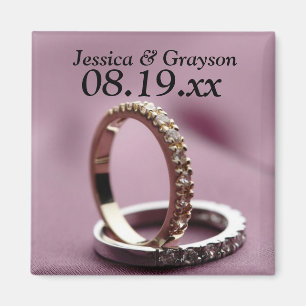 Personalized Save The Date Wedding Rings Magnet