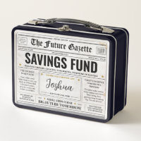 Personalized Savings Fund Box, Fun Money Newspaper
