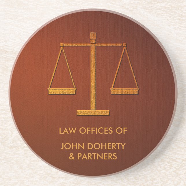 Personalized Scales of Justice | Elegant Coaster (Front)