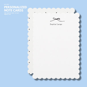 Personalized Scallop Edge Note Card with Bow