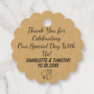 Personalized Scalloped Shape Wedding Guest Favour Tags