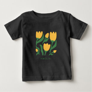 Personalized Scandi Floral Birthday Baby T-Shirt