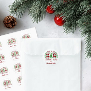 Personalized Scandinavian Christmas Classic Round Sticker