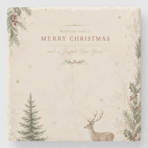Personalized Scandinavian Christmas holiday Stone Coaster