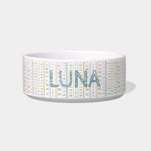 Personalized Scandinavian Folk Art Pet Bowl