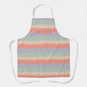 Personalized Scandinavian Pastel Knit Pattern Name Apron