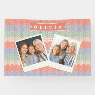 Personalized Scandinavian Pastel Knit Pattern Name Banner