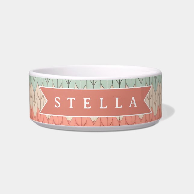 Personalized Scandinavian Pastel Knit Pattern Name Bowl (Front)