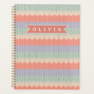 Personalized Scandinavian Pastel Knit Pattern Name Planner