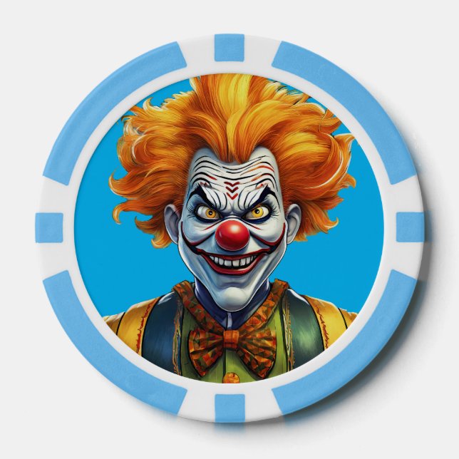 Personalized Scary Clown Composite Poker Chips (Front)