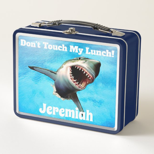 Personalized Scary Shark Teeth Metal Lunch Box (Front)