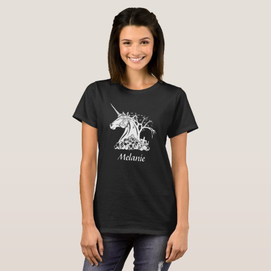 Personalized Scary Unicorn Skulls Bats Halloween T-Shirt
