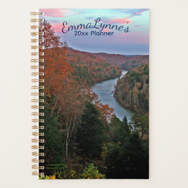 Personalized Scenic Autumn River Kentucky Planner (Front)