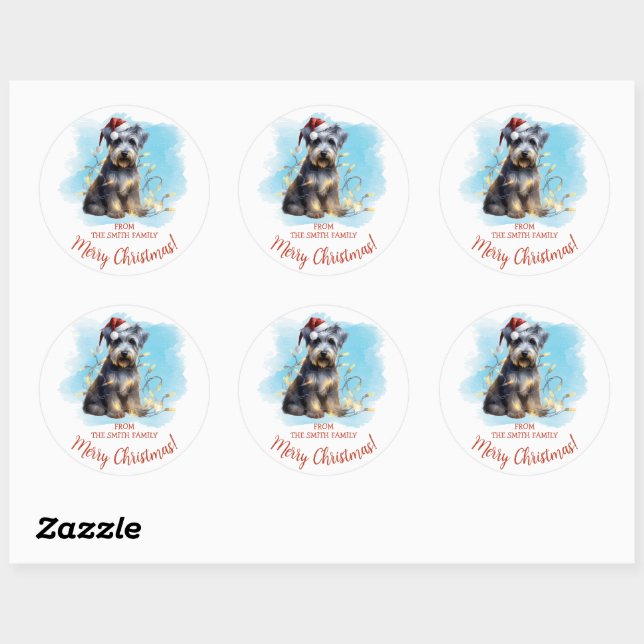 Personalized Schnauzer Christmas Classic Round Sticker (Sheet)