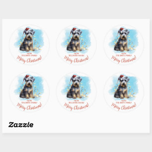 Personalized Schnauzer Christmas Classic Round Sticker