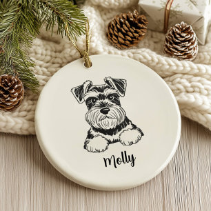 Personalized Schnauzer Dog Christmas Ceramic Ornament