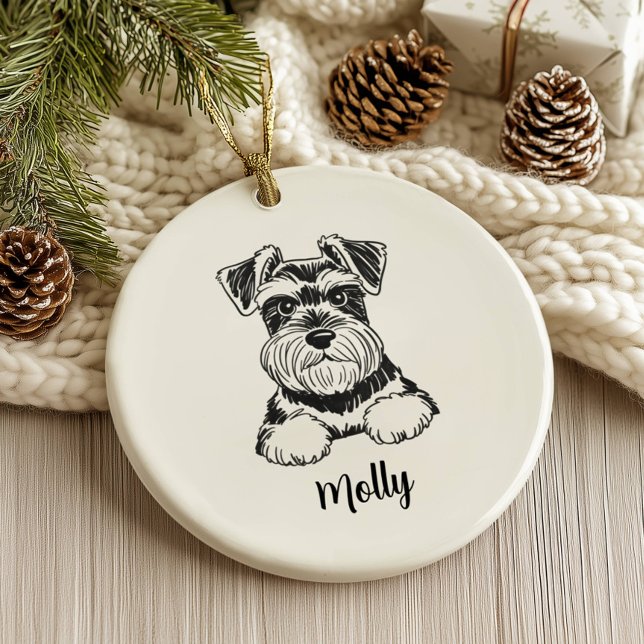 Personalized Schnauzer Dog Christmas Ceramic Ornament (Creator Uploaded)