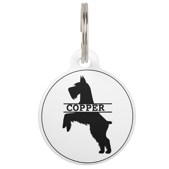 Personalized  Schnauzer Round Pet Tag (Front)