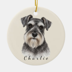 Personalized Schnauzer with Custom Name Ceramic Ornament
