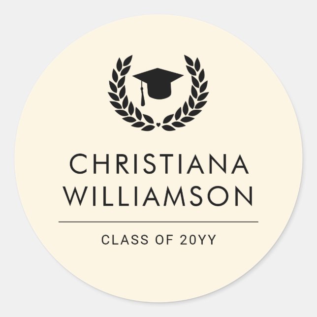 Personalized School and College Graduation Elegant Classic Round Sticker (Front)