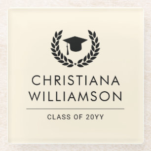Personalized School and College Graduation Elegant Glass Coaster
